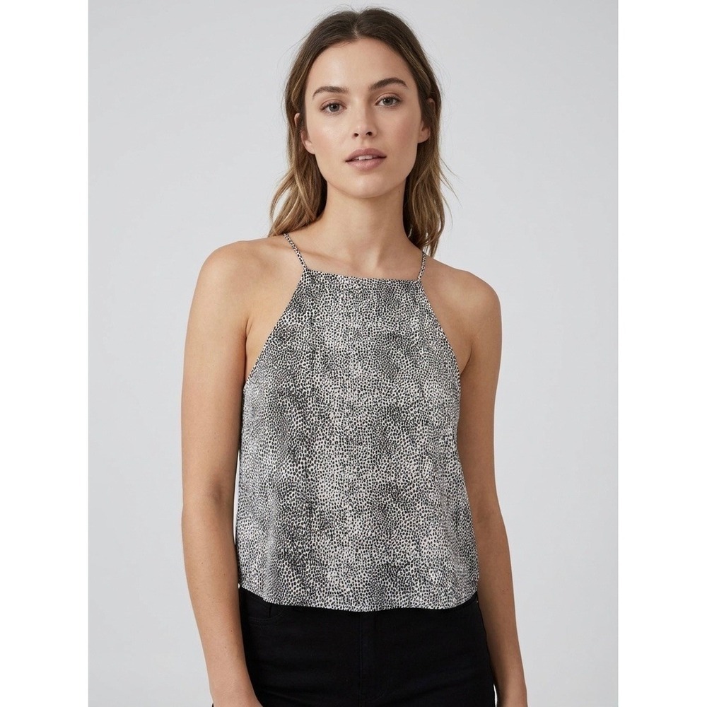 Cotton On Womens Animal Print Halter Camisole Top Black White Size S 2000574